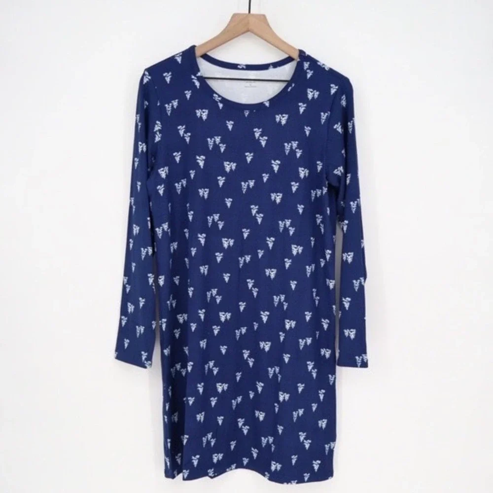 Charter Club Intimates Sleep Shirt Navy Blue Forest‎ Pine Tree Long Sleeve L